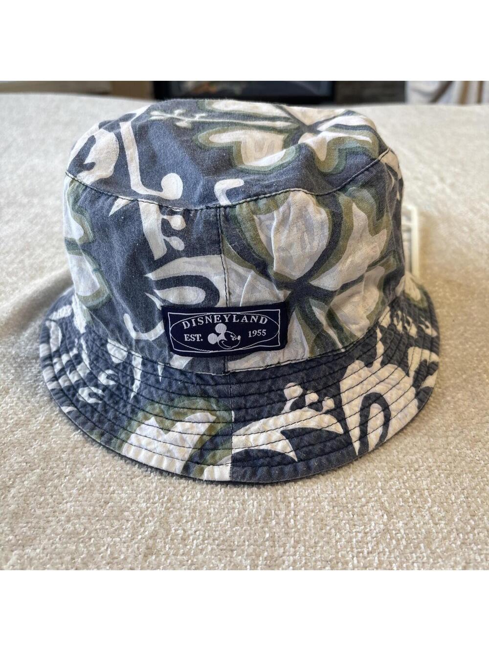 Disney Reversible Hawaiian Mickey Tropical Tiki Floral Bucket Hat Cap O/S
